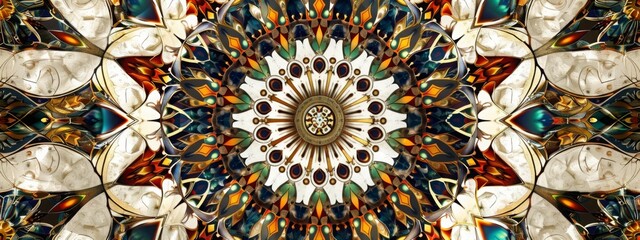 Fototapete - A vibrant kaleite design featuring a colorful palette displayed against a pristine white background.