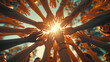 © Yuliia - Close-up group of people joining hands together as the sun rises or sunset