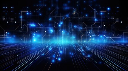 Futuristic technology abstract background with a glowing neon outline, tech background for banner

