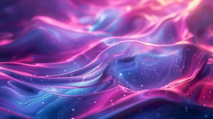 Canvas Print - 3D render of a fluid holographic neon curved wave in motion in a colorful background. Gradient design element for banners, wallpapers, posters, and covers.