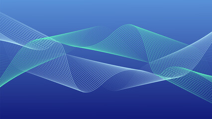 Wall Mural - Abstract glowing wave lines on dark blue background. Dynamic wave pattern. Modern flowing wavy lines. Futuristic technology concept. Suit for banner, poster, cover, brochure, flyer, website