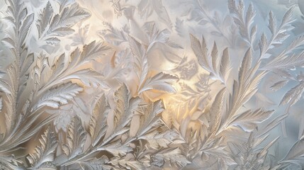 Poster - Detailed view of a frosted glass window, showing the texture and blurred shapes behind it. The frost creates a soft, diffused effect on the window surface.