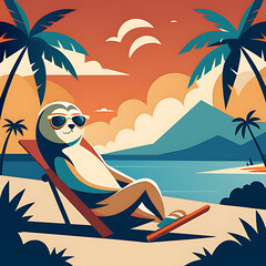 hot summer vibes: relaxed sloth illustration