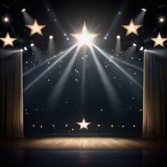 Wall Mural - Stage lights and spotlights, Stage lighting effect, Stage Spotlight Background. AI generated