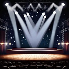Wall Mural - Stage lights and spotlights, Stage lighting effect, Stage Spotlight Background. AI generated