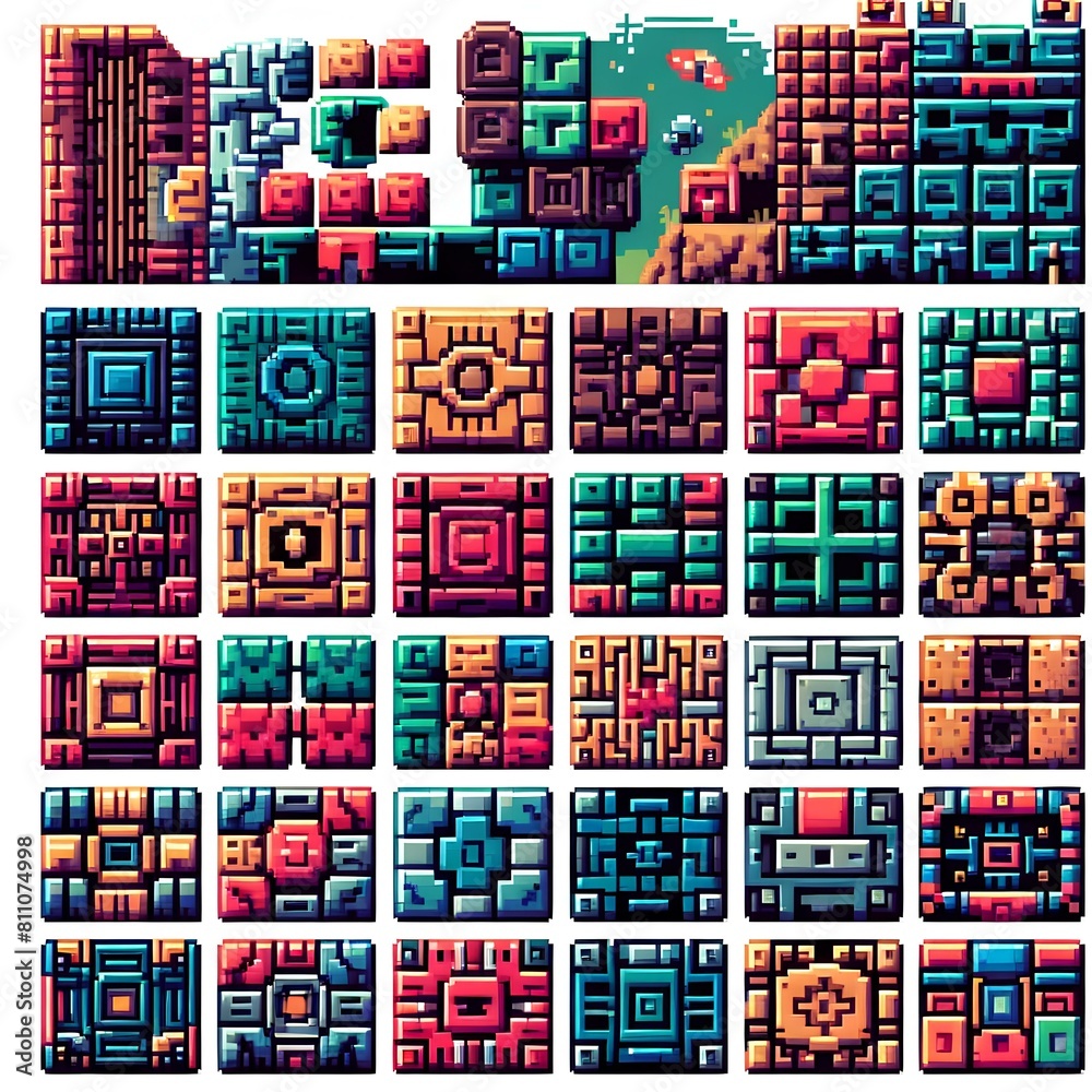 Pixel art stone tileset Stock Illustration | Adobe Stock