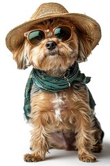 Wall Mural - dog animal pet funny puppy breed portrait cute small glasses sunglasses canine hat adorable face fashion