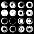Set of abstract circle. White round frames. Elements for design. Vector illustration isolated on black background. EPS 10