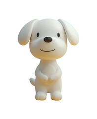 Wall Mural - Cute Chibi White Dog: A 3D Render Cartoon Illustration in Toy Style for Kids, Isolated on Transparent Background, PNG