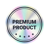 Fototapeta  - Holographic silver sticker, metallic foil label.Premium product sign. Hologram mesh with grain