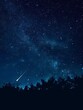 Dreamy Silhouette of a Shooting Star against a Midnight Blue Sky
