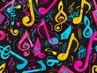 A seamless pattern with musical notes.