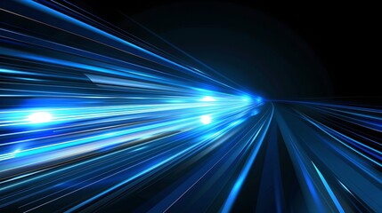 Aufkleber - Dynamic Blue Light Streaks Speeding Through Darkness. Abstract Tech Background Conceptualizing Motion and Speed. Vibrant Digital Artwork with Futuristic Feel. AI
