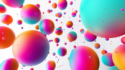 Poster - A colorful image of many different colored spheres. Abstract composition with colorful random flying spheres isolated on transparent background. Colorful rainbow matte soft balls in different sizes.