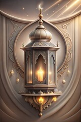 Wall Mural - Ornate islamic lanterns cast a warm glow against an ornate background, symbolizing festivities during ramadan and eid, embodying the spirit of the feast of sacrifice