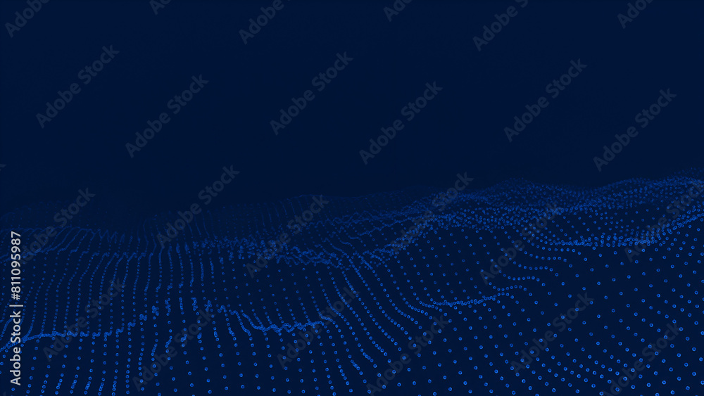 3K Dynamic blue particle wave. IT abstract background