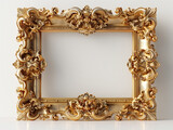 Fototapeta Lawenda - Ornate gold picture frame with intricate baroque details