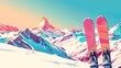 ski themed multicolored art deco illustration 