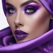 portrait of a woman with purple makeup
