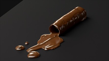 Wall Mural - Realistic Chocolate Dripping in the Shape of a Bar
Chocolate Bar Melting and Dripping on Dark, Background, Featuring Glossy and Smooth Finish