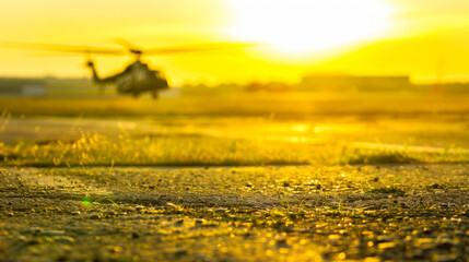Wall Mural - Background View of a Military Helicopter at an Airfield
