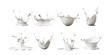 © PrettyStock - Six different shapes of milk splashes dynamic fluid motion isolated on white background