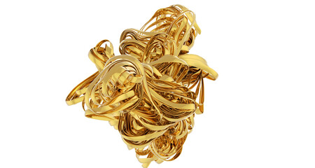 Poster - Shiny yellow leaf gold foil texture background
