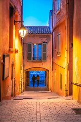 Wall Mural - Saint Tropez stone alley with evening view, luxuty travel destination