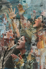 Wall Mural - Vibrant Pentecostal Revival Collage, Pentecost a Christian holiday, the descent of the Holy Spirit.