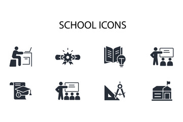 Wall Mural - School icon set.vector.Editable stroke.linear style sign for use web design,logo.Symbol illustration.