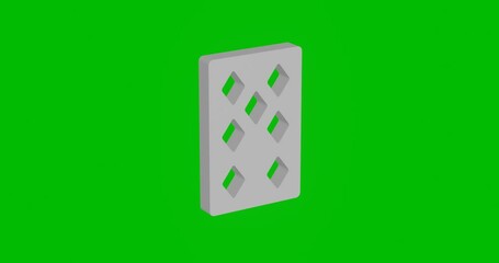 Poster - Animation of rotation of a white seven of diamonds playing card with shadow. Simple and complex rotation. Seamless looped 4k animation on green chroma key background
