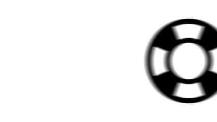 Poster - Animation set, lifebuoy symbol. Animations: transparency, zooms, transition top to down, transition left to right, slide up to down, slide left to right