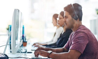 Aufkleber - Contact us, customer service and business people in call center office consulting for faq, crm or b2b networking. Telemarketing, outsourcing and insurance team with virtual help, guide or support