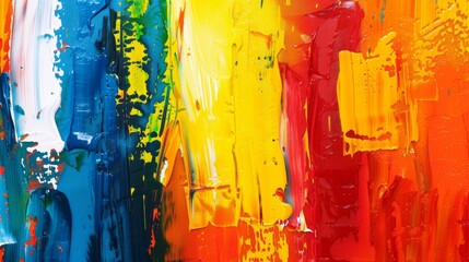 Poster - Detailed view of vibrant, colorful painting adorning a wall.