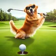 A dog playing golf.
Generative ai.