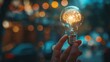 © Cheetose - hand holding light bulb. idea concept with innovation and inspiration
