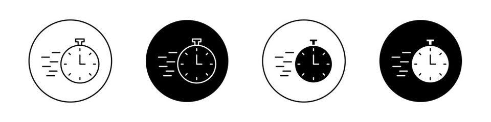 Wall Mural - Time fast icon set. rapid speed delivery vector symbol. quick short time clock sign. faster or instant delivery icon in black filled and outlined style.