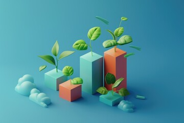 Poster - Plant sprouting from financial chart, suitable for business concepts