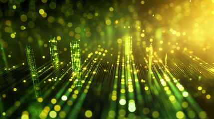 Wall Mural - stock market trading graph in green color as economy 3d illustration background. trading trends and 