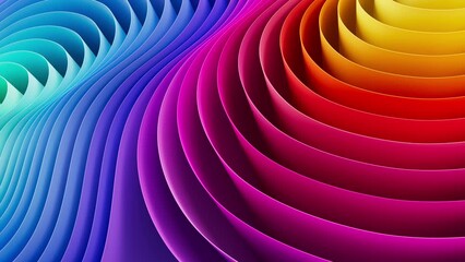 Fototapete - 3D motion rendering of an abstract background of smooth lines of multi-color spline waves that move in a loop in a 4K 60fps resolution.