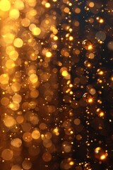 Canvas Print - A close up of a bunch of bubbles and some gold lights, AI