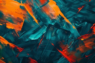 Poster - Abstract colorful wallpaper: vibrant design with various shapes and textures on a colored background, combining teal and orange hues