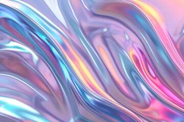 Poster - 3d rendered abstract holographic backdrop for minimalist digital aesthetics. Contemporary and sleek wallpaper design