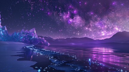 Sticker - a surreal and exquisite CG rendering, night, the light blue and purple of the sky