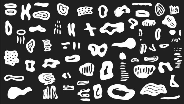 Abstract organic shapes kit. Art doodle nature and minimal element cartoon. Decoration collage poster and story texture. Geometric form material textile and pattern template