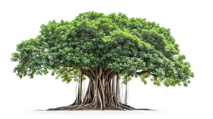 Banyan tree isolated on white background.