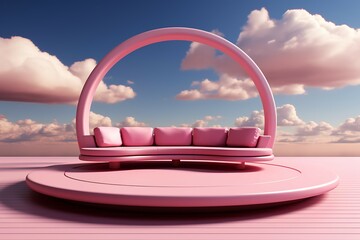 Poster - Geometric shape sky cloud pink pastel