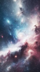 Wall Mural - Cosmic galaxy in far space. Vertical video. 
