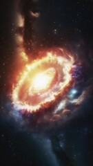 Wall Mural - Cosmic galaxy in far space. Vertical video. 
