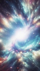 Wall Mural - Cosmic galaxy in far space. Vertical video. 